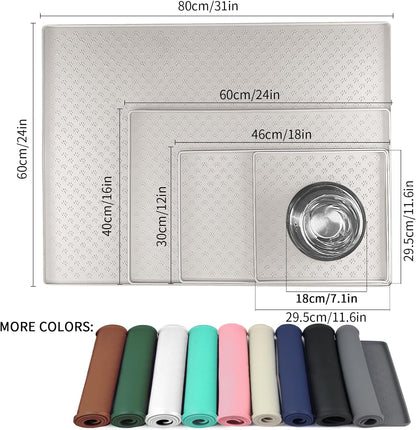 Ptlom Dog Food Mat Anti-Slip Pet Bowl Mats for Food and Water, High-Lips Pet Placemat Prevent Messy