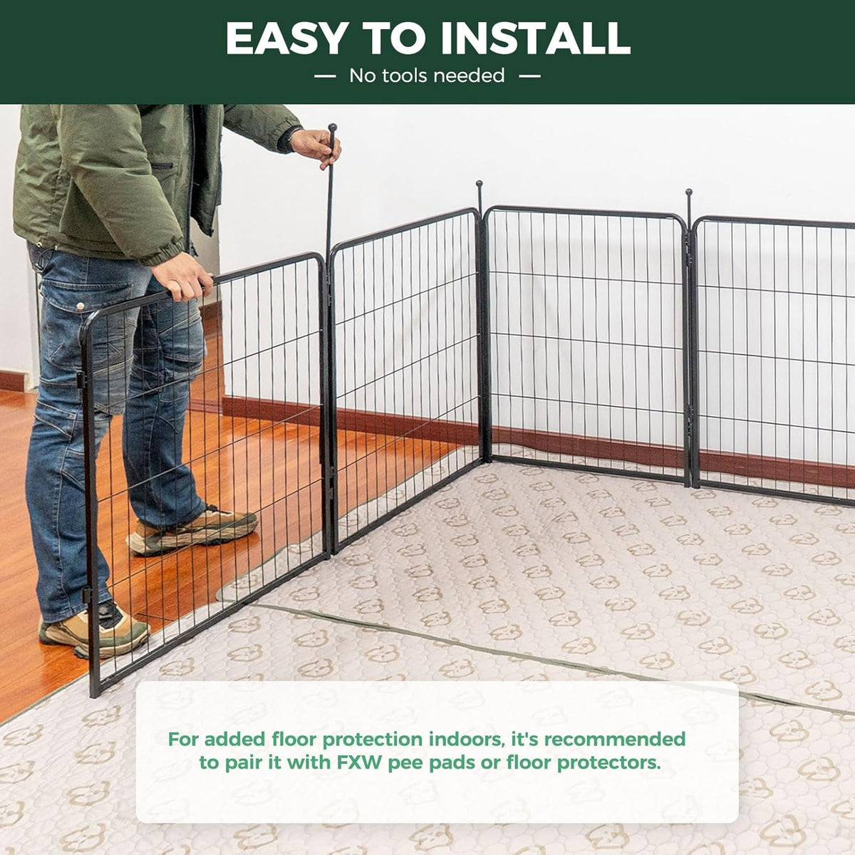 FXW Rollick Unleashed Dog Playpen for Indoor, Yard, RV Camping, 50 inch 32 Panels for Large Dogs