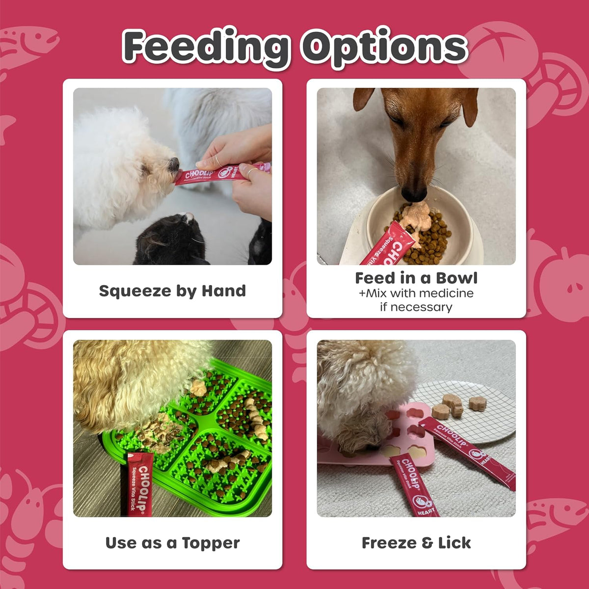 Squeeze Vita Stick Lickable Treats for Dogs & Cats. 7 Heart Support Sticks with Essential