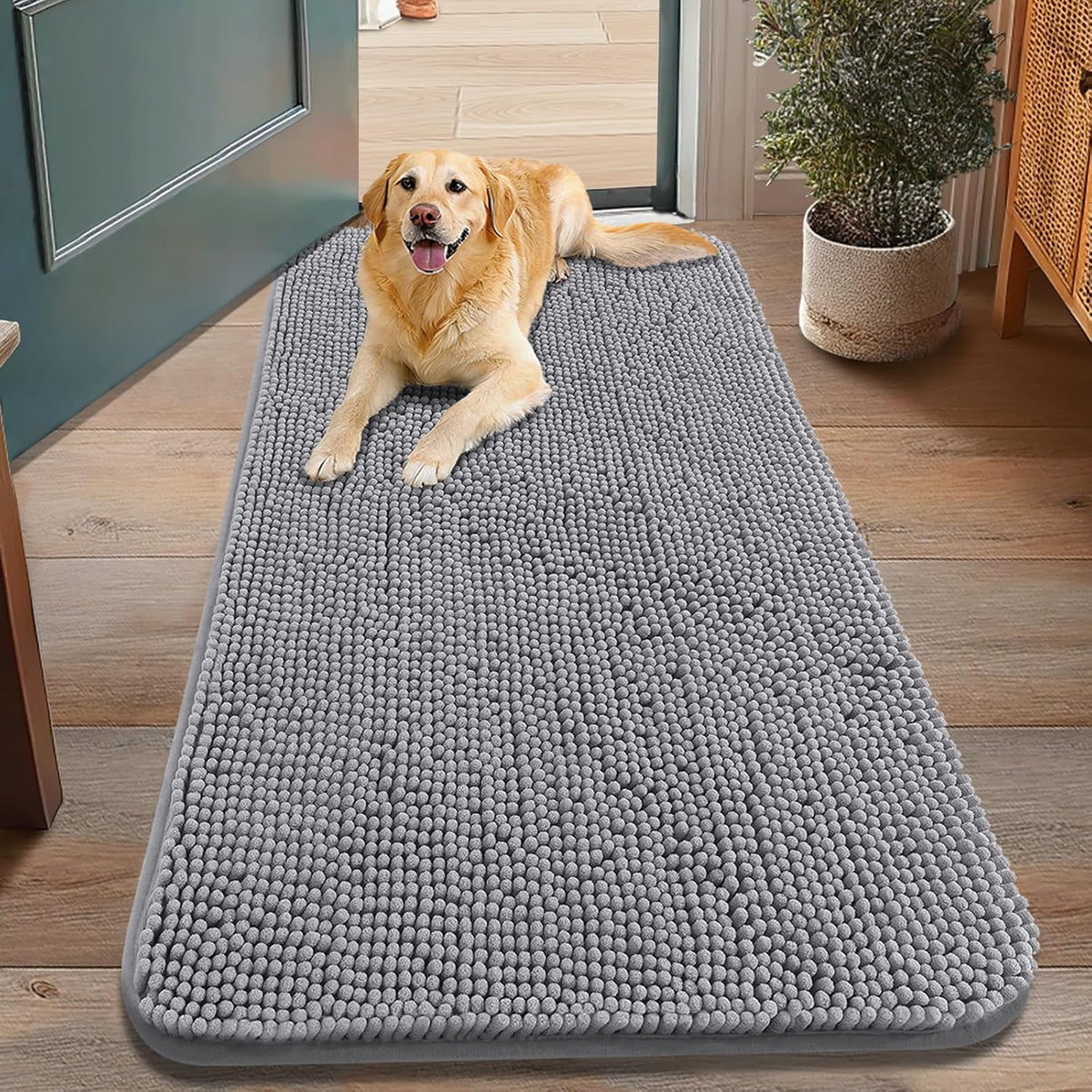 Smiry Dog Door Mat for Muddy Paws 48x30, Absorbs Moisture and Dirt Doormat, Non-Slip Washable Quick