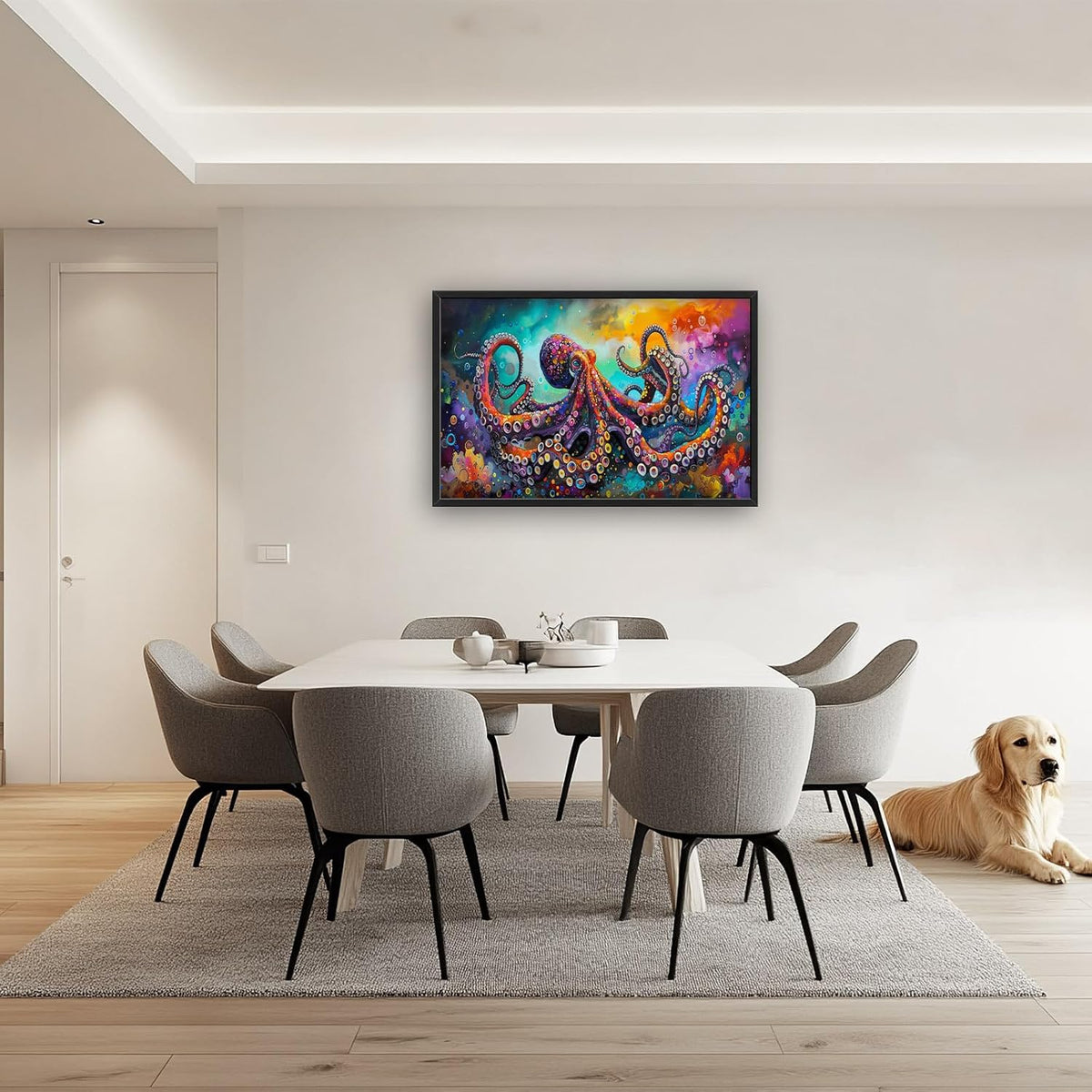 Quorin Octopus Large Wall Art Abstract Colorful Octopus Pictures Sea Ocean Animal Wall Decor Canvas