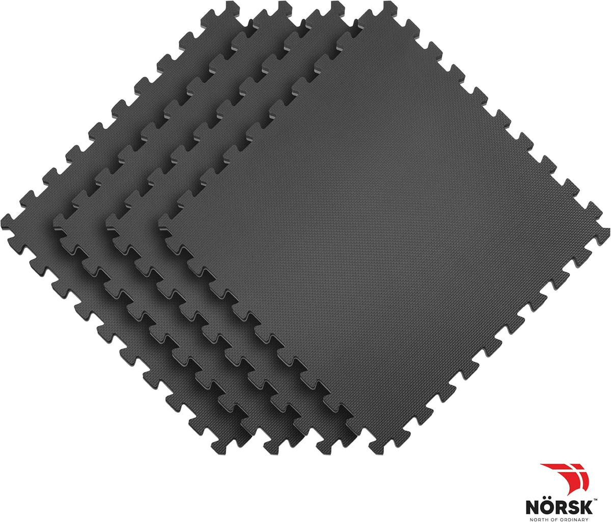 Norsk Multi-Purpose Reversible Floor Mats - EVA Interlocking Foam Tiles (Gray/Black 40 Tiles - 160