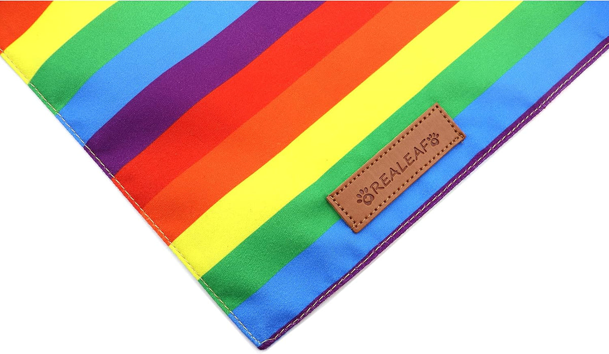 Realeaf Pride Dog Bandanas 2 Pack, LGBT LGBT+ Rainbow Scarves Bibs for Dogs, Premium Durable