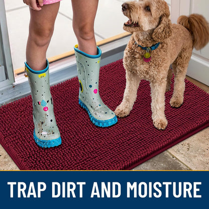 Smiry Dog Door Mat for Muddy Paws 24x16, Absorbs Moisture and Dirt Doormat, Non-Slip Washable Quick