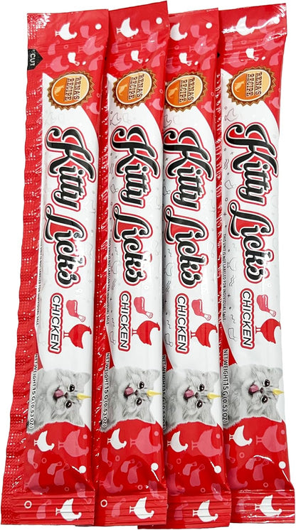 Rena's Recipe Kitty Licks Chicken Barrel (60 Tubes) 3 flavorsX 20 Tubes Cream Lickable Cat Treats 3