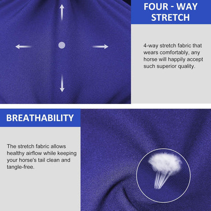 Harrison Howard Stretchy Tail Guard - Breathable Horse Tail Protection, Slip On Design, 2 Strand