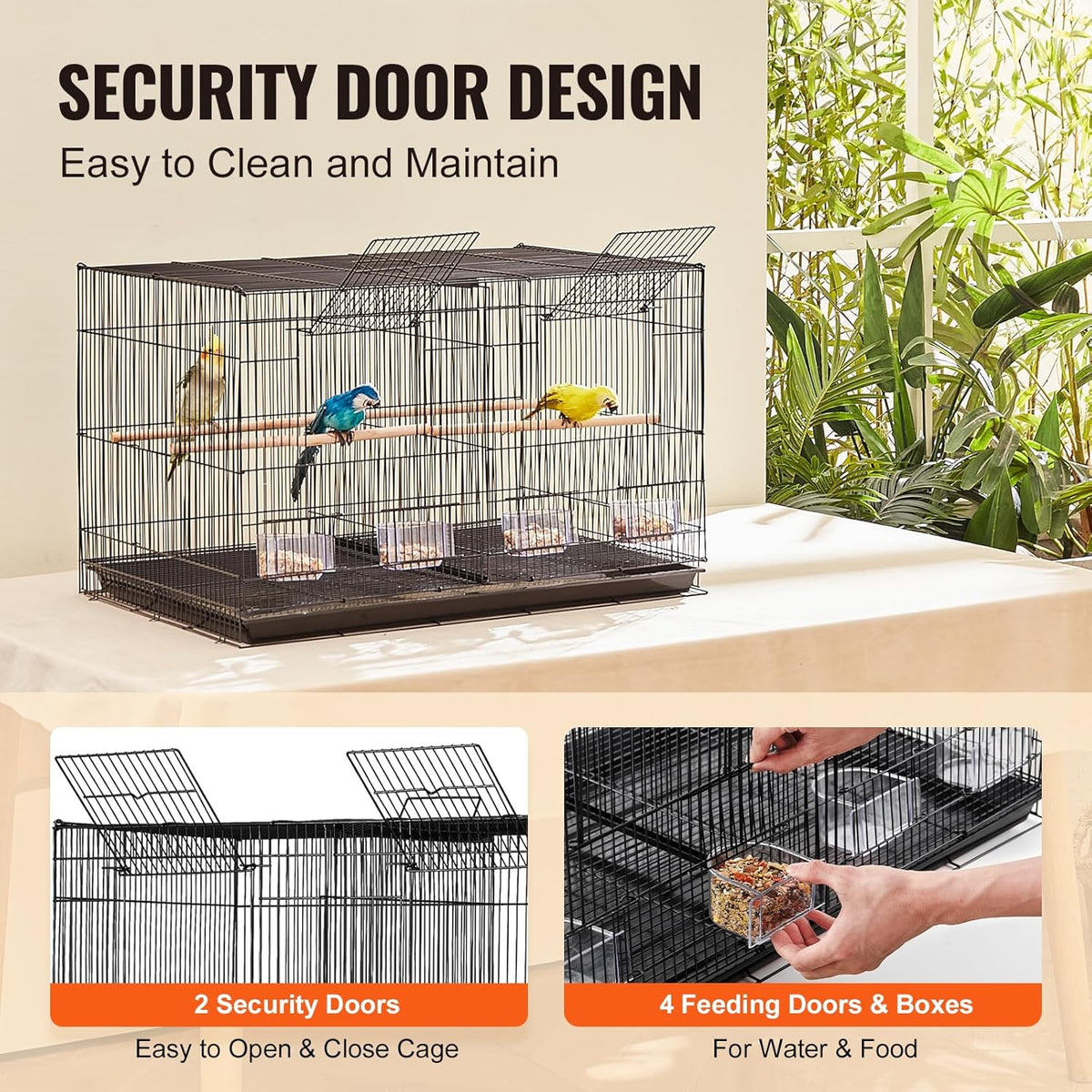 VEVOR 30-inch Flight Bird Cage, Stackable Divided Small Parakeet Cage for Parrots Canaries