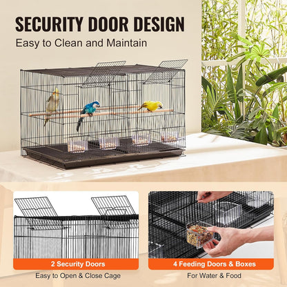 VEVOR 30-inch Flight Bird Cage, Stackable Divided Small Parakeet Cage for Parrots Canaries