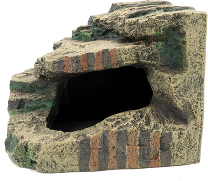 JIHAQUA Large Resin Reptile Tank Accessories Hideouts Cave Habitat Decor for Leopard Gecko Lizards
