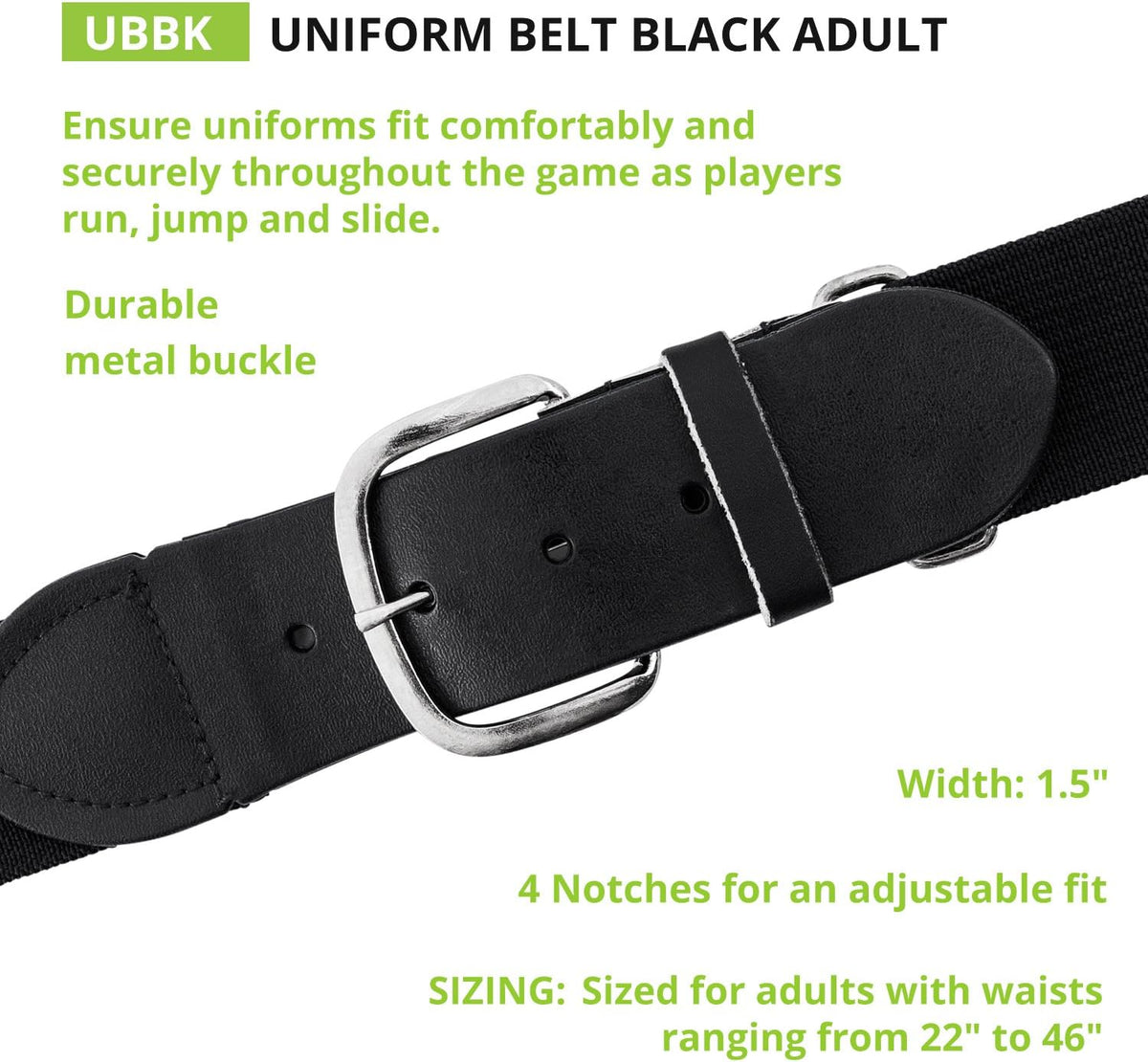 Champion Sports Baseball/Softball Uniform Belt, Comfort Stretch Fit Durable Syntex Tab - Youth &