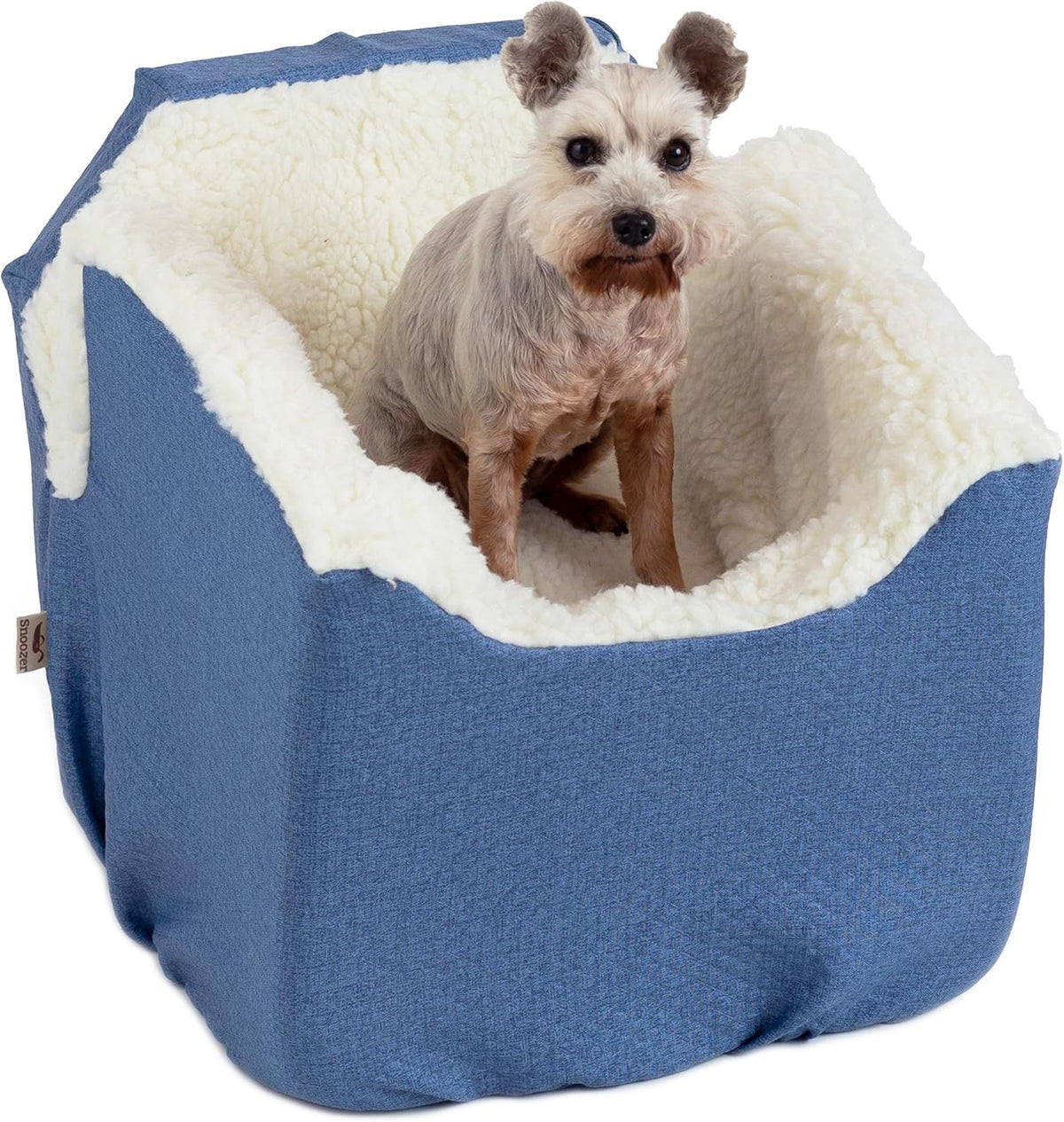 Snoozer Dog Car Seat: Lookout I Booster Seat for Small Dogs (5-15 lbs), Denim Diamond Fabric