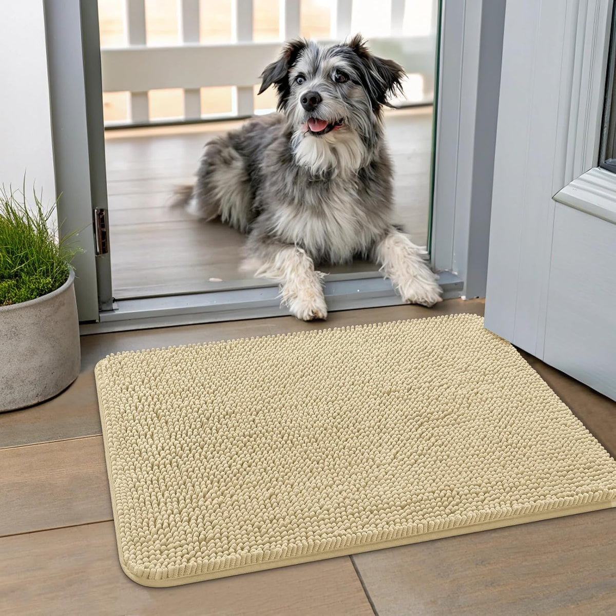 Smiry Dog Door Mat for Muddy Paws 24x16, Absorbs Moisture and Dirt Doormat, Non-Slip Washable Quick