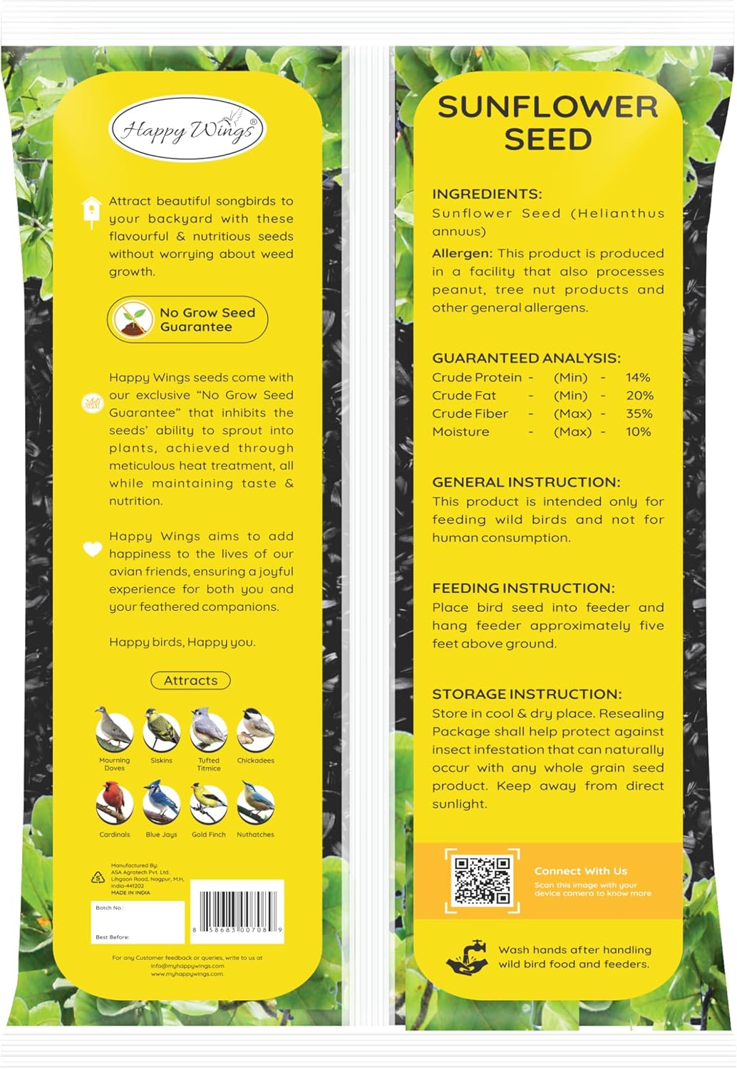 Nyjer Seed & Sunflower Seeds Wild Bird Food Combo - 5 Pound Pack I No Grow Seed I Bird Food for