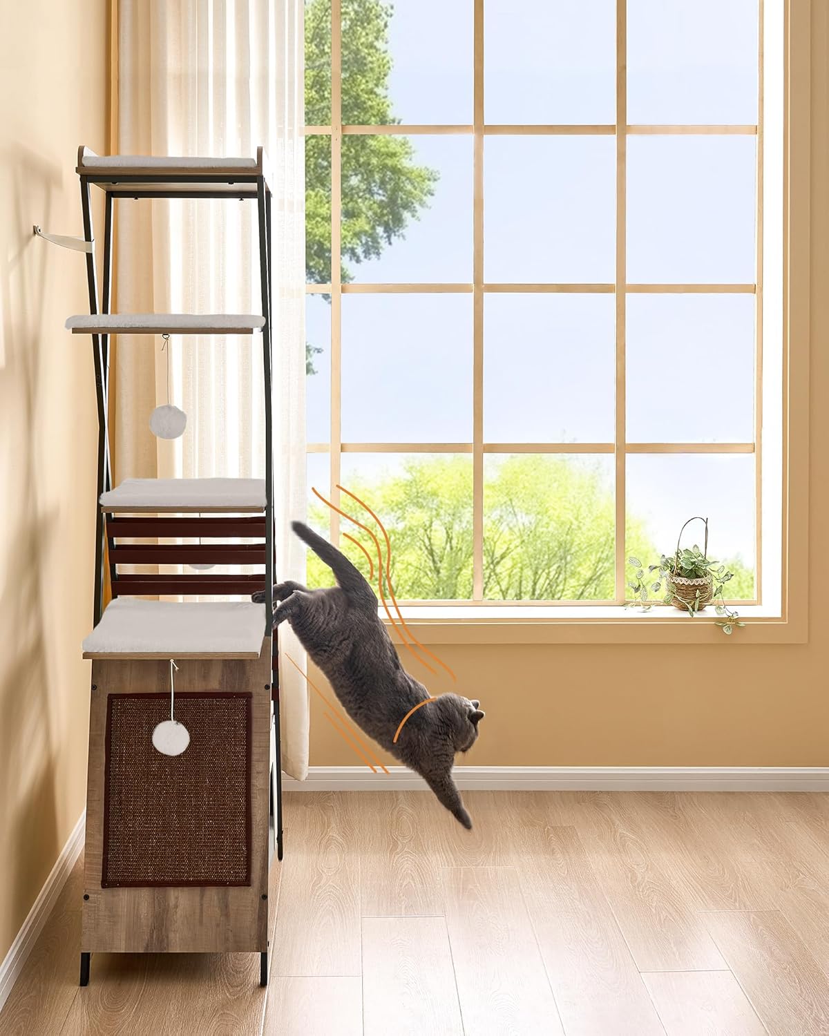 FourFurPets 72.4" Cat Tree, Modern Cat Tower for Indoor Cats, Multi-Level Cat Condo with Caves
