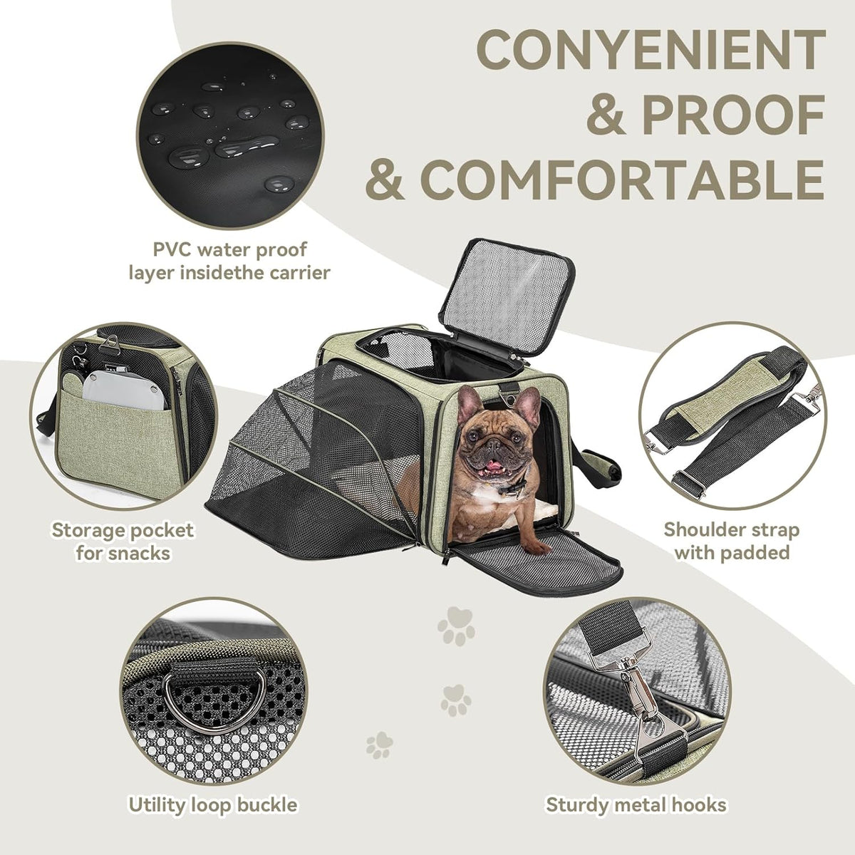 Petsfit Expandable Cat Carrier Dog Carrier, Soft-Sided Portable Pet Travel Carrier, Removable Soft