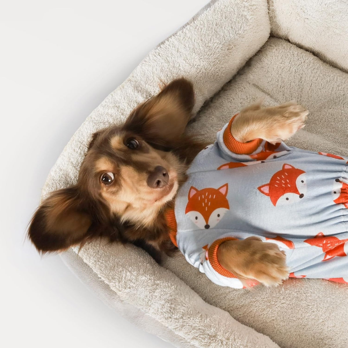 Fitwarm Funny Fox Dog Pajamas, Warm Dog Onesie, Dog Clothes for Small Dogs Girl Boy, Lightweight