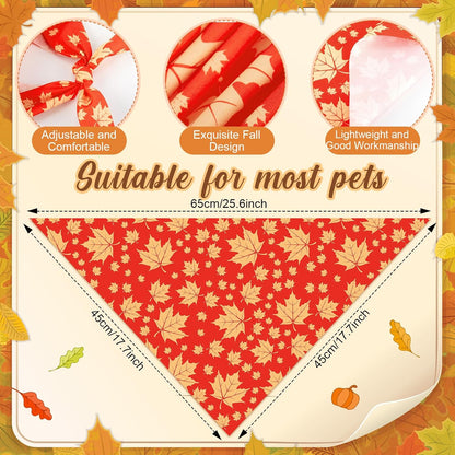 500 Pcs Fall Bandanas for Dogs Autumn Dog Bandanas with Maple Leaves Pumpkin Patterns Soft Bibs