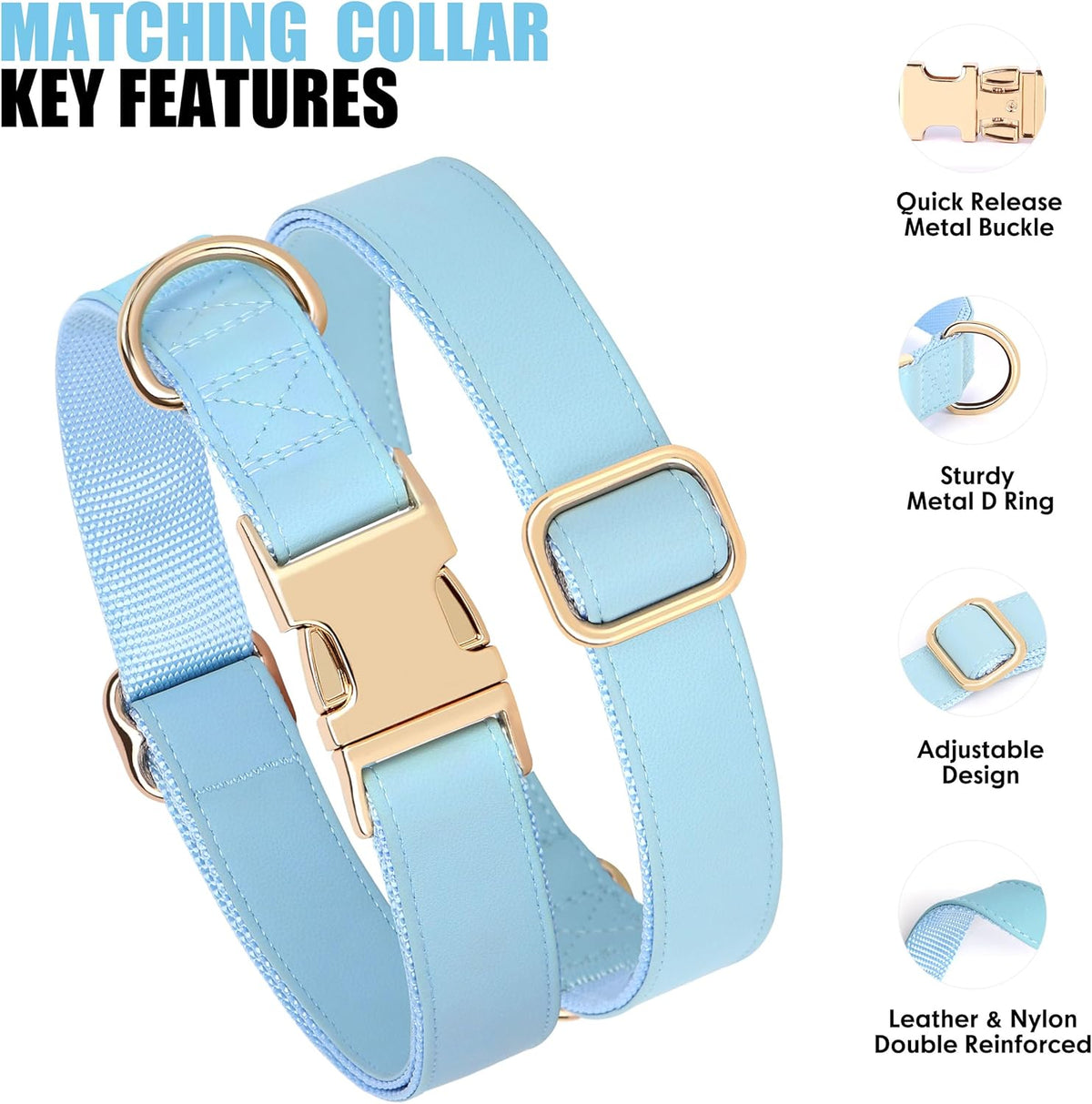 PET ARTIST Soft PU Leather Dog Collar for Small Dogs, Bright & Classic Nylon Padded Durable Dog