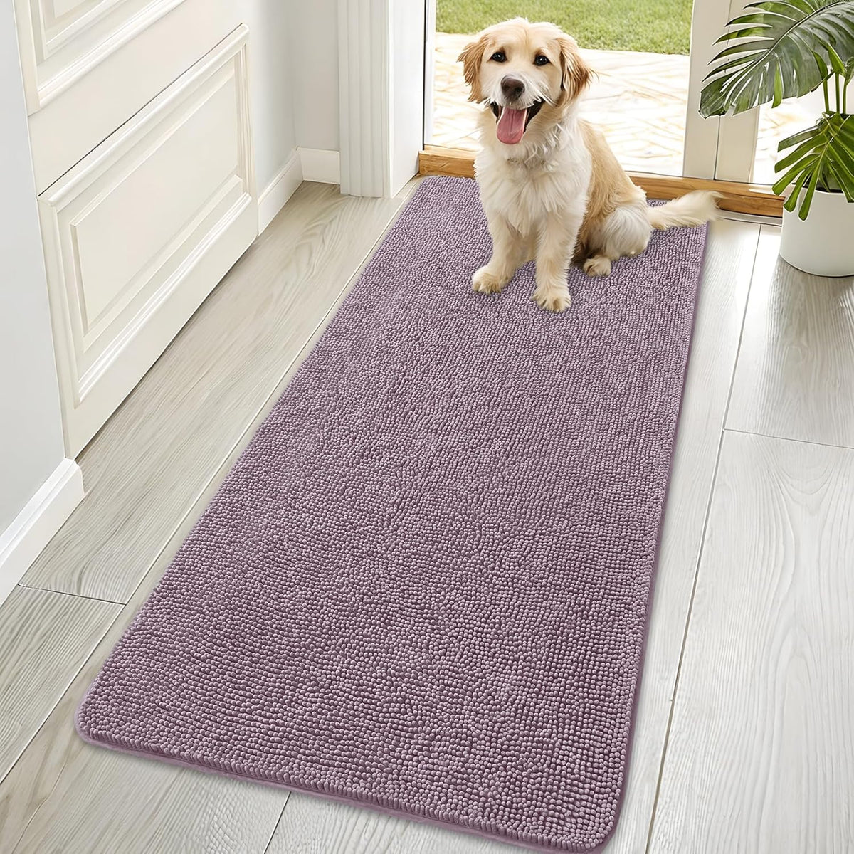 OLANLY Dog Door Mat for Muddy Paws 70x35, Absorbs Moisture and Dirt, Absorbent Non-Slip Washable
