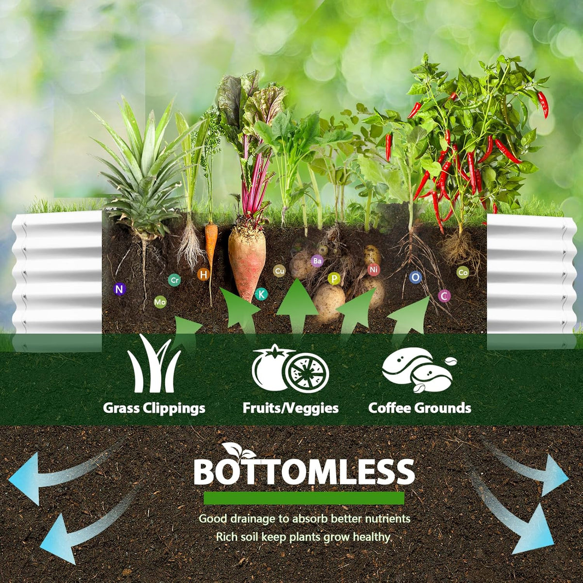 A ANLEOLIFE 6X2X1.5 ft Galvanized Raised Garden Beds Outdoor, Oval Round Metal Planter Box for