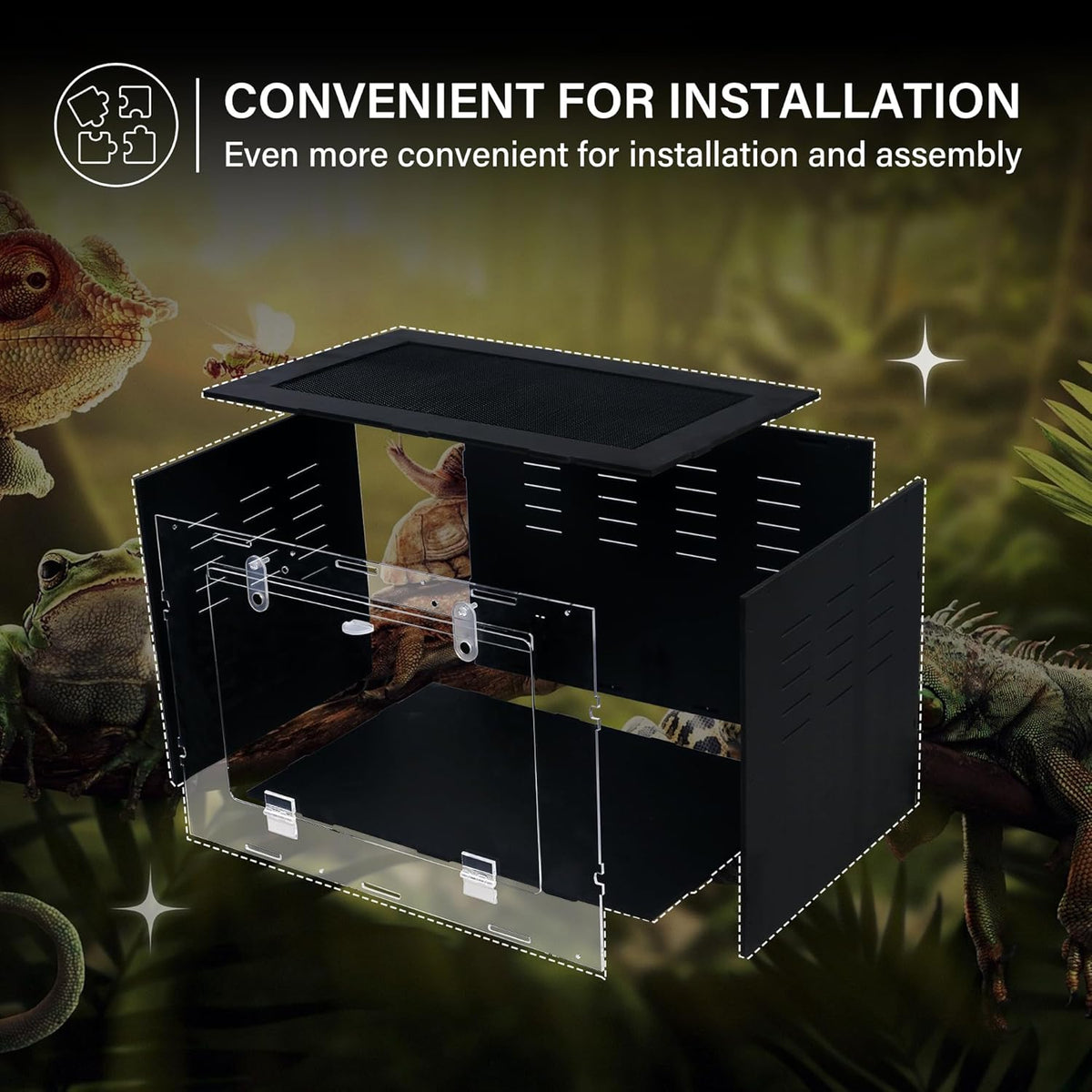 10 Gallon Reptile Tank – Reptile Enclosure for Leopard Geckos, Snakes & Bearded Dragons – Lizard
