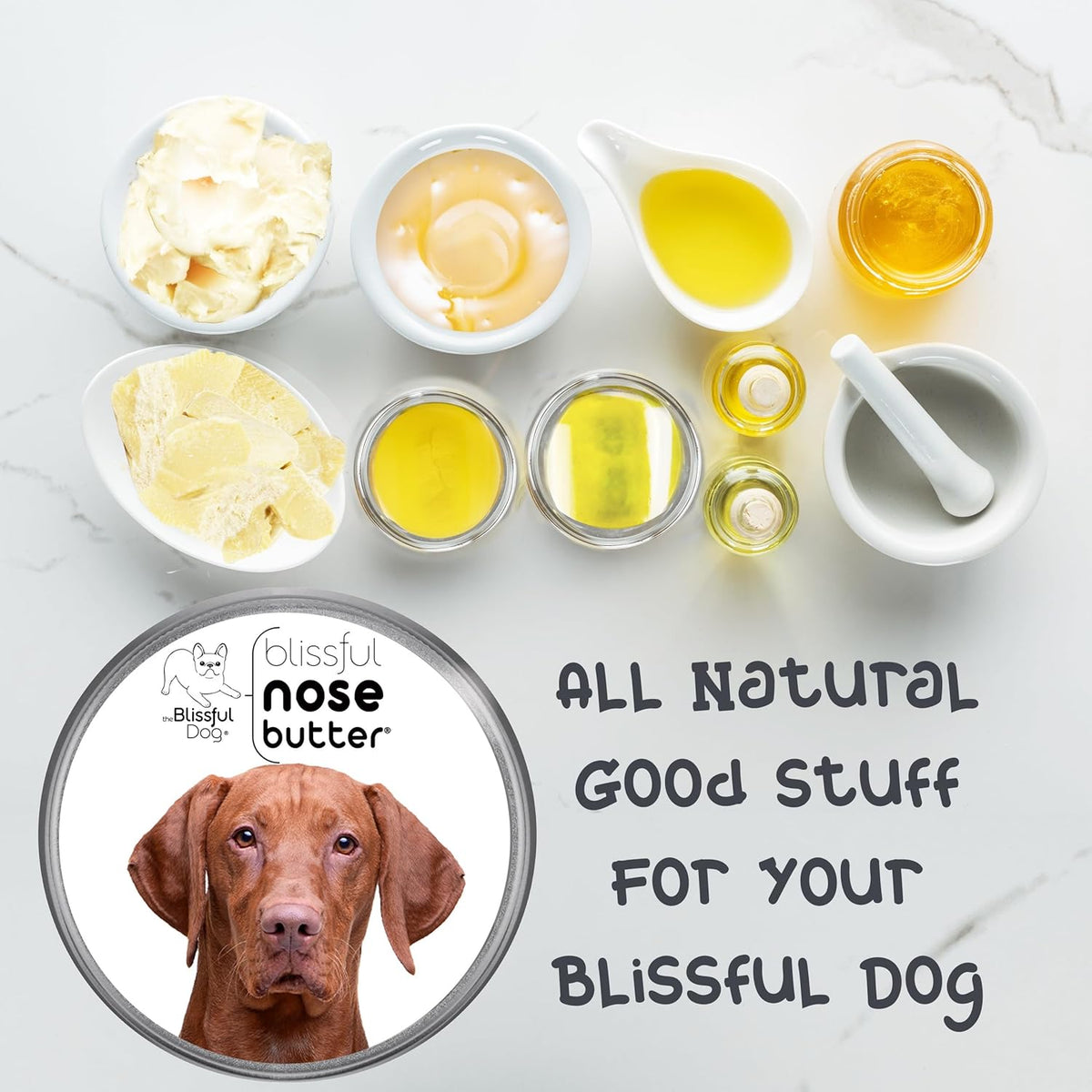 The Blissful Dog Vizsla Nose Butter for Dry, Cracked Skin, Lick-Safe Dog Nose Balm with