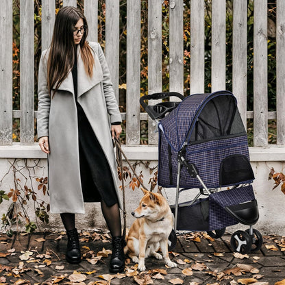 MoNiBloom 3 Wheels Pet Dog Cat Stroller for Small Medium Dogs Cats, Lightweight Foldable Jogger