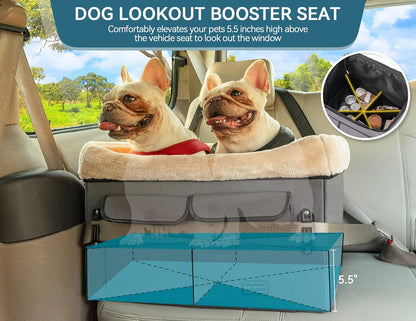 Petsfit Dog Car Seat for Medium Dogs or 2 Small Dogs, Upgraded Dog Booster Car Seat for Front and
