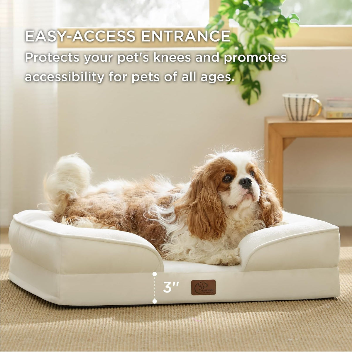 Bedsure Orthopedic Dog Bed Medium Size Dogs - Washable Medium Dog Cat Bed Waterproof, Comfort Pet
