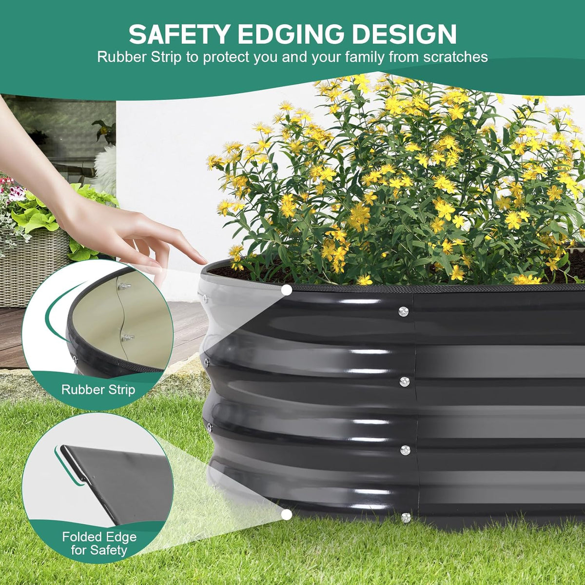 Galvanized Raised Garden Bed Outdoor - 4x2x1FT (2 Pack) Metal Garden Planter Box with Safety Edging