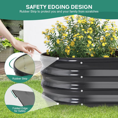 Galvanized Raised Garden Bed Outdoor - 4x2x1FT (2 Pack) Metal Garden Planter Box with Safety Edging