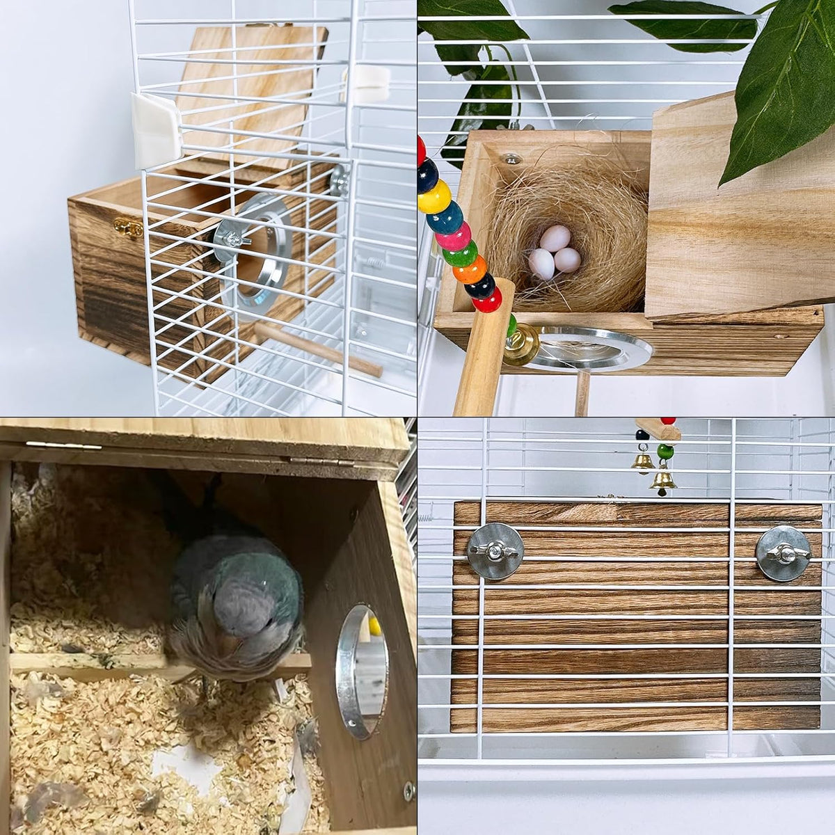 kathson Parrots Nesting Box Parakeet Nest House for Cage Budgie Breeding Hut with Coconut Fiber