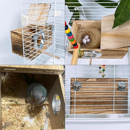 kathson Parrots Nesting Box Parakeet Nest House for Cage Budgie Breeding Hut with Coconut Fiber