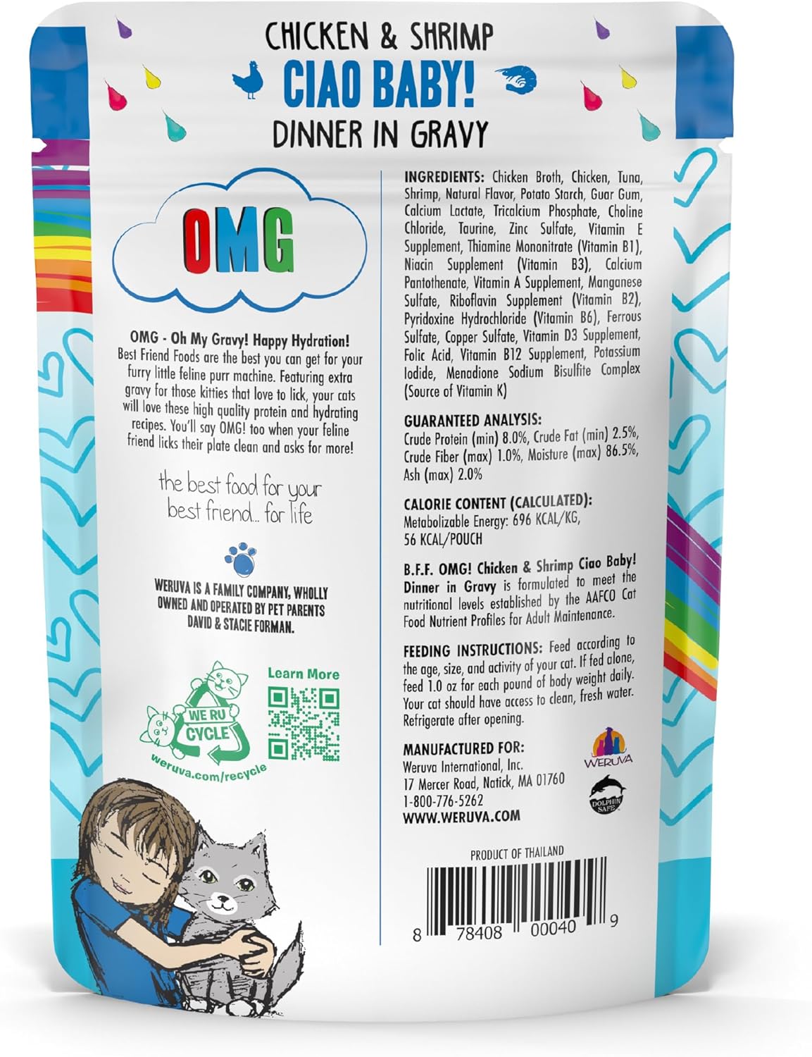 Weruva B.F.F. OMG - Best Feline Friend Oh My Gravy!, Ciao Baby! with Chicken & Shrimp in Gravy Cat