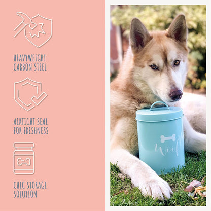 Park Life Designs - Metal Pet Treat Jar with Airtight Lid for Dogs, Cats, Puppies and More, Chic