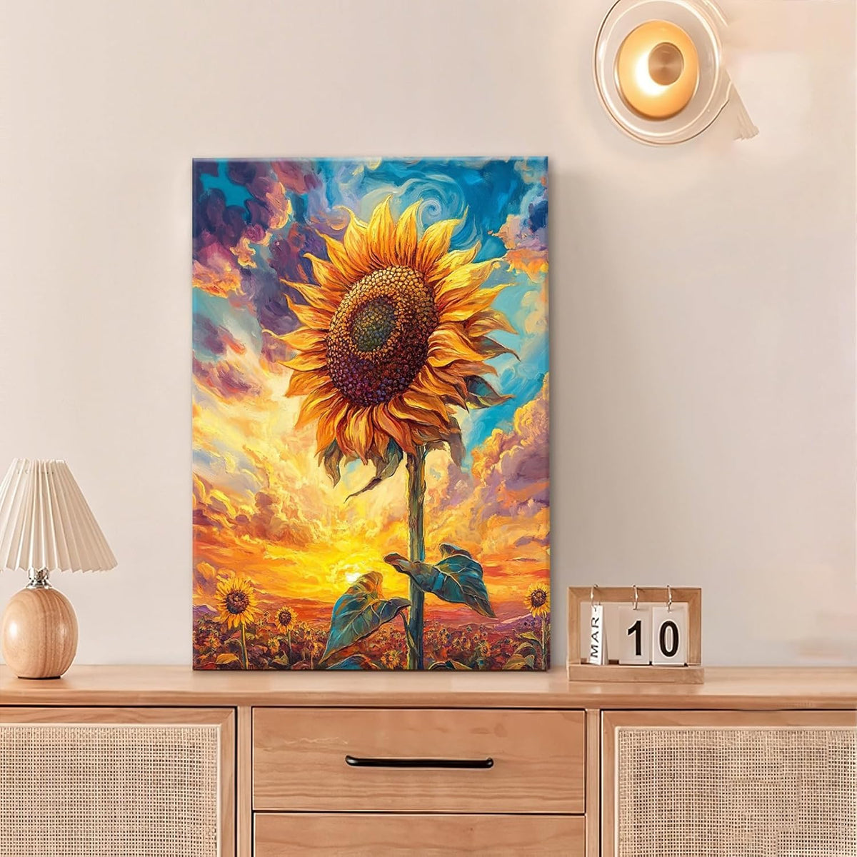 Sunflower Wall Art Canvas Yellow Floral Wall Decor Prints Framed Painting Pictures Gifts Artwork