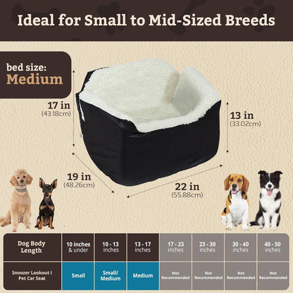 Snoozer Lookout I Car Seat - Dog Car Seats for Small Dogs, Puppy Booster Bed for Small & Medium