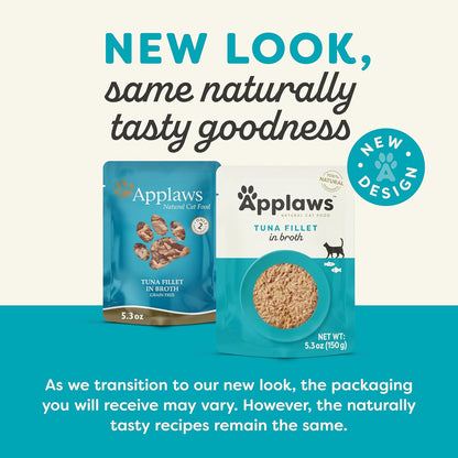 Applaws Natural Wet Cat Food in Broth, Limited Ingredient Wet Cat Food Pouches, No Additives, Made