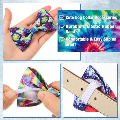 Reginary 50 Pieces Dog Bow Ties Pet Collar Bow Puppy Collar Attachment with Rubber Bands for Small