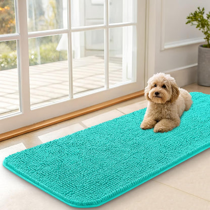 OLANLY Dog Door Mat for Muddy Paws 47x17, Absorbs Moisture and Dirt, Absorbent Non-Slip Washable