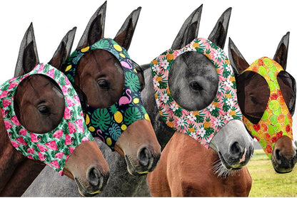 Frienda 4 Pieces Horse Fly Masks with Ears Face Covering UV Protection from Insect Pests Elasticity