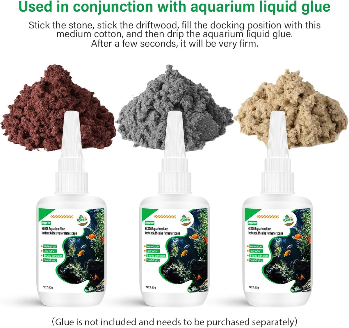 Cotton Wool for Aquascape- Gap Filler Cotton for Rocks & Wood | Aquarium Safe Bonding Material |