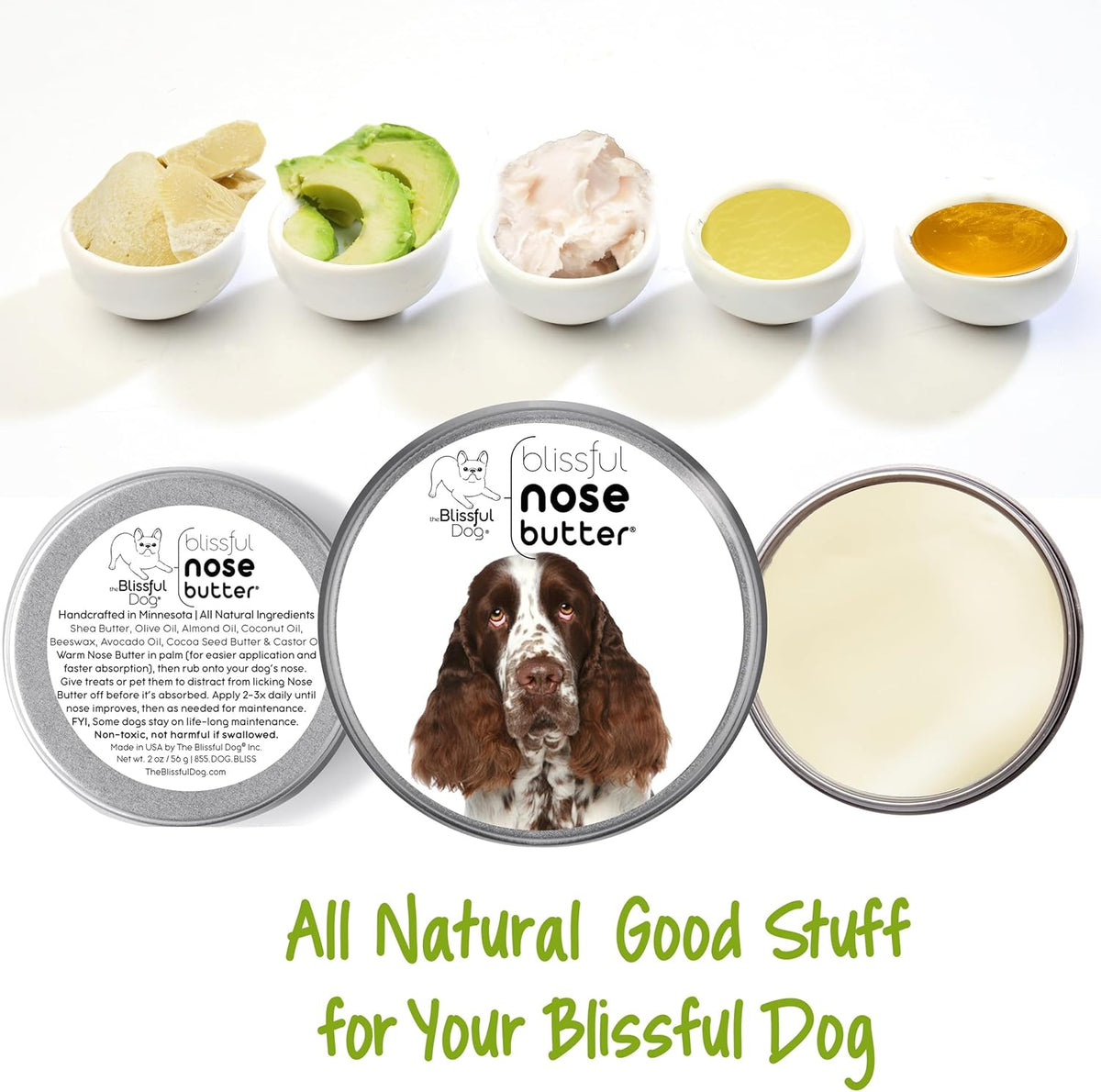 The Blissful Dog Springer Spaniel Nose Butter for Dry, Cracked Skin, Lick-Safe Dog Nose Balm with