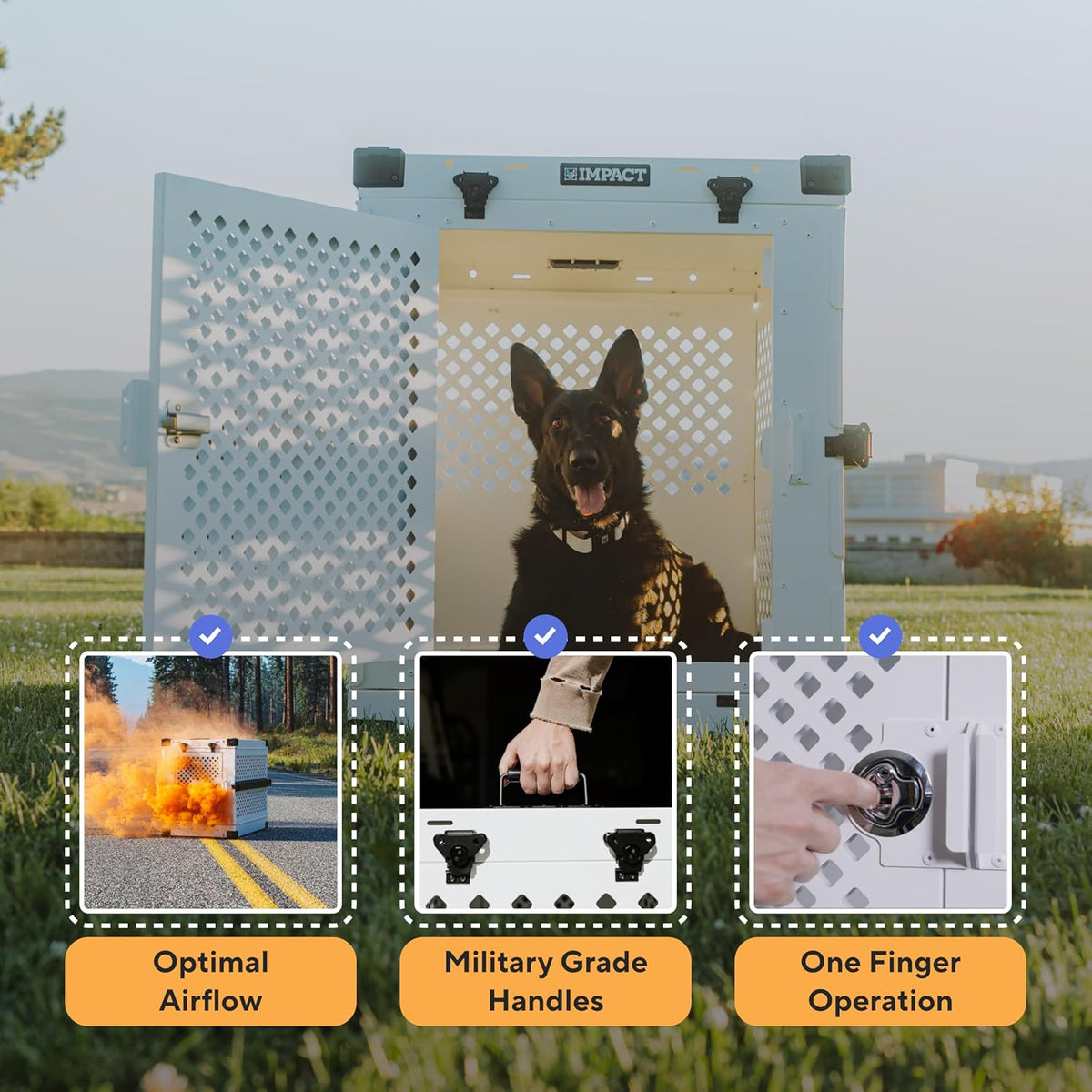 Impact Collapsible Dog Crate - Foldable Hard Crate for Intermediate Dogs - Heavy Duty Travel Kennel