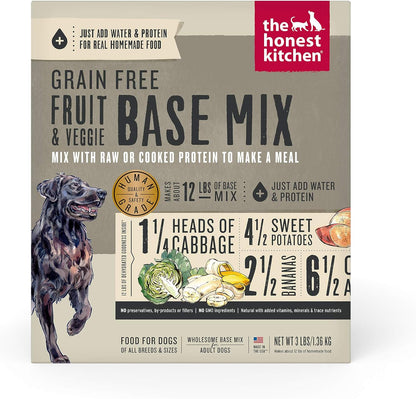 The Honest Kitchen Dehydrated Grain Free Fruit & Veggie Base Mix Dog Food (Just Add Protein), 3 lb