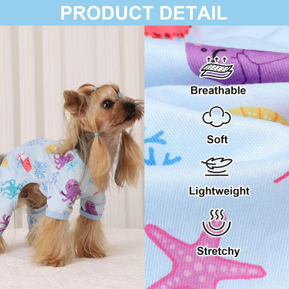 Dog Pajamas Pjs Summer Dog Clothes for Small Dogs Girl - Boy - Small Size Dogs, Soft Stretchy Puppy