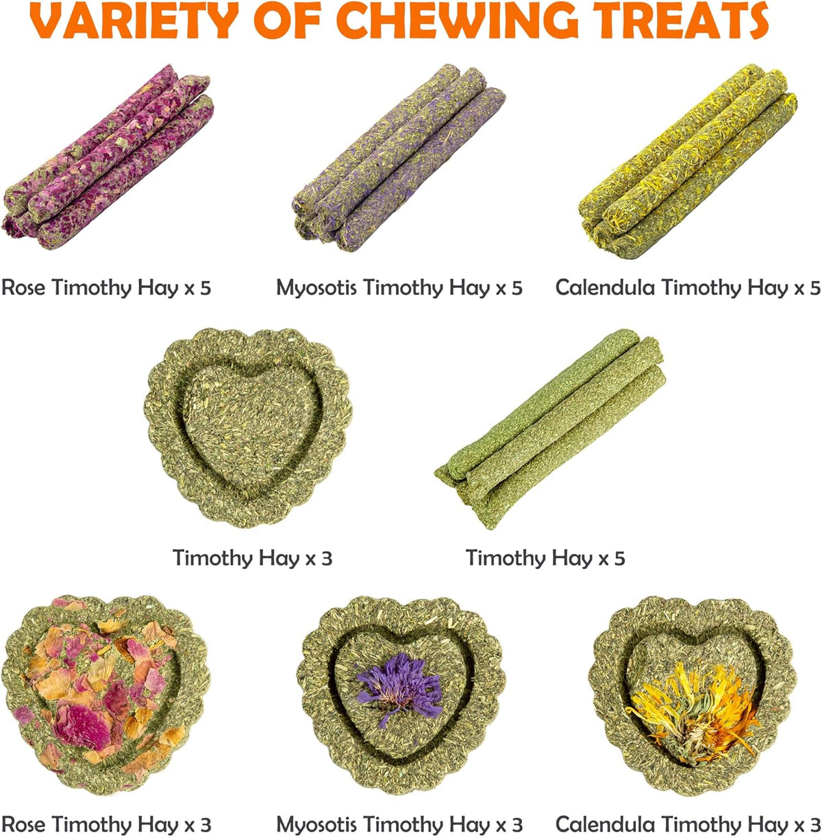 Sofier Timothy Hay Treats Rabbit Toys Bunny Guinea Pig Hamster Natural Chews for Teeth Handmade