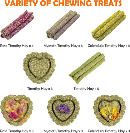 Sofier Timothy Hay Treats Rabbit Toys Bunny Guinea Pig Hamster Natural Chews for Teeth Handmade