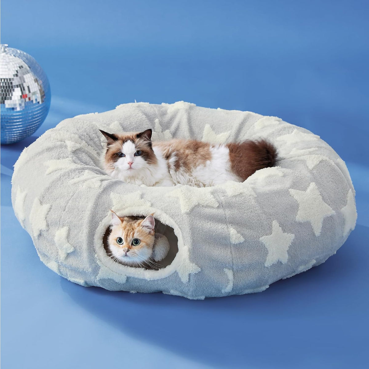 Lesure Cat Tunnel Bed for Indoor Cats - Cute Cat Donut Tunnel Toys for Small Large Cats with