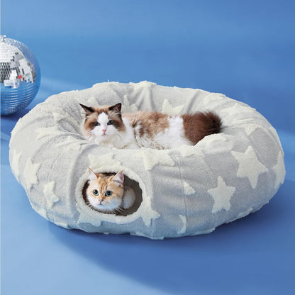 Lesure Cat Tunnel Bed for Indoor Cats - Cute Cat Donut Tunnel Toys for Small Large Cats with